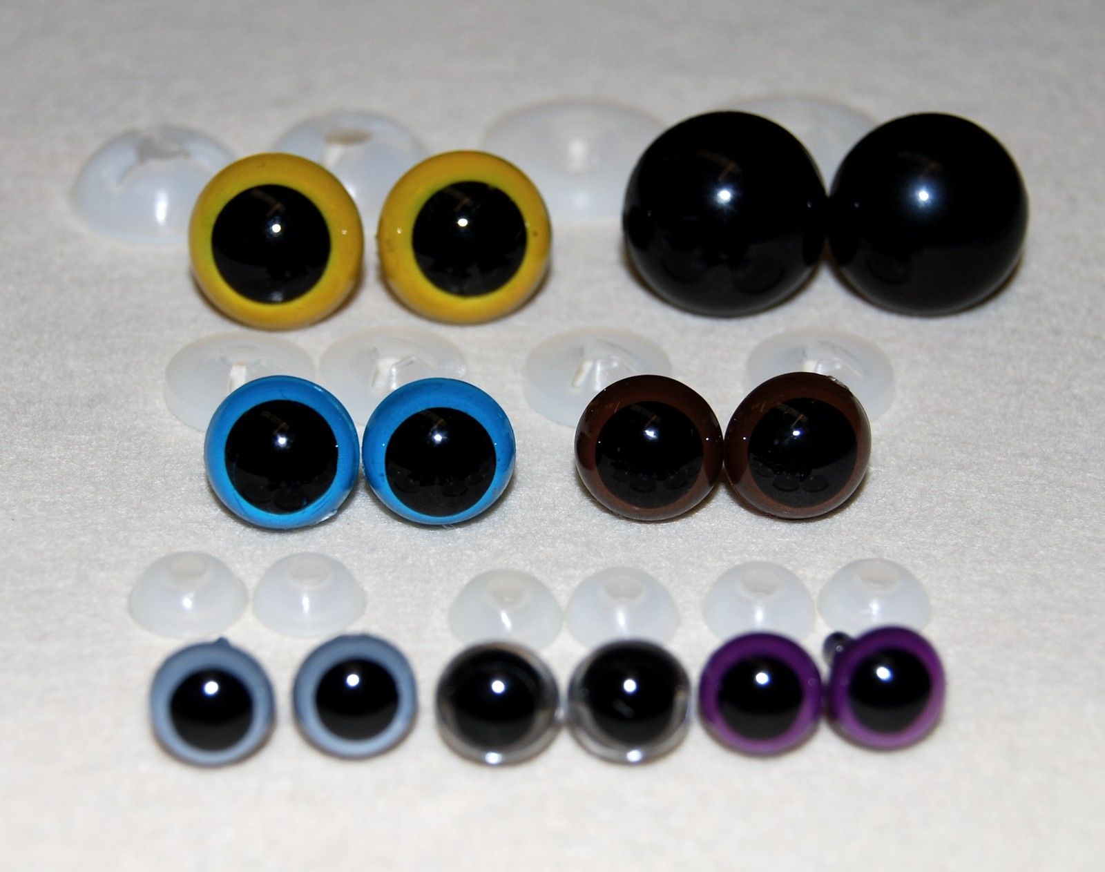 Various EYES with PLASTIC BACKS for Teddy Bear Making Soft Toy Doll Animal Craft