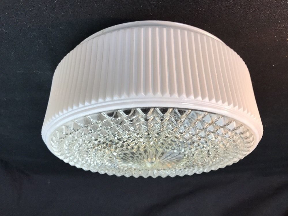 Vintage Glass Ceiling Flush Mount Light Shade Globe 7-3/4" Fitter White & Clear