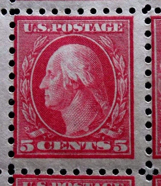 Buffalo Stamps, Scott #467 $.05 Carmine Block of 9, Mint NH/OG & Fine