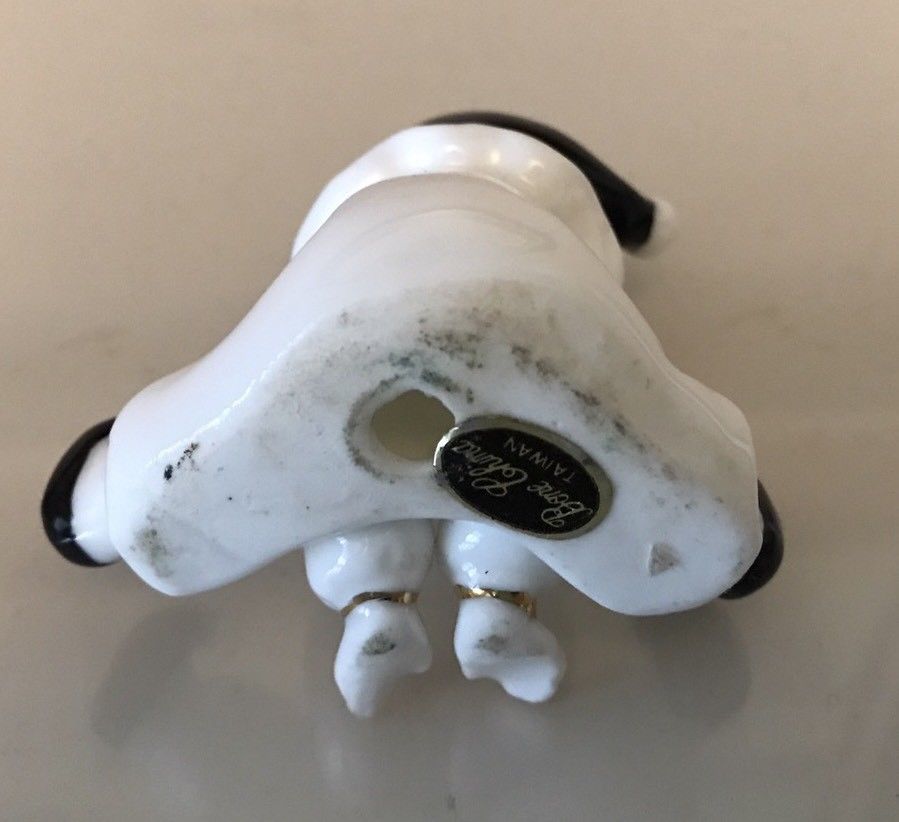 VINTAGE BONE CHINA MINIATURE BLACK AND WHITE CLOWN FIGURAL FIGURINE