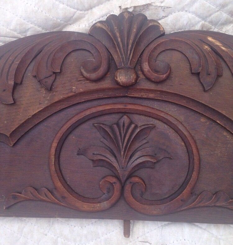 Antique Carved  Oak Back Splash / Circa 1890