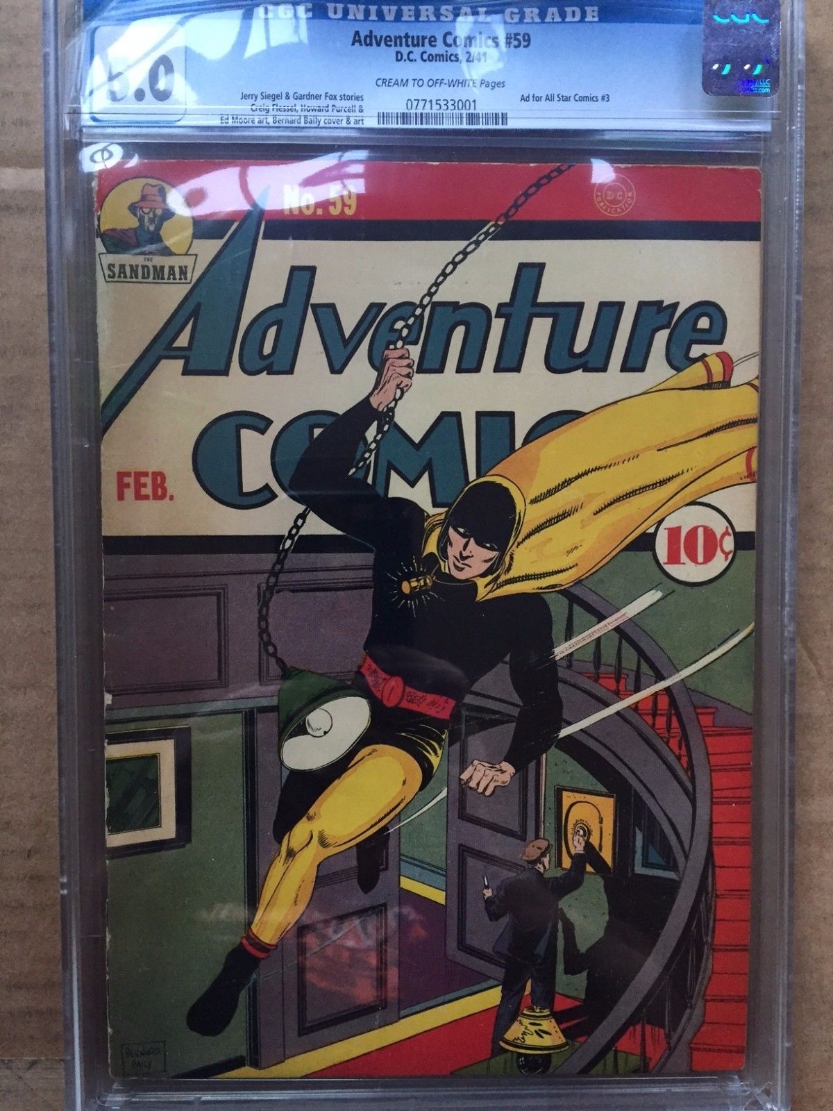 ADVENTURE COMICS #59 CGC VG/FN 5.0; CM-OW; Baily cvr/art! scarce!