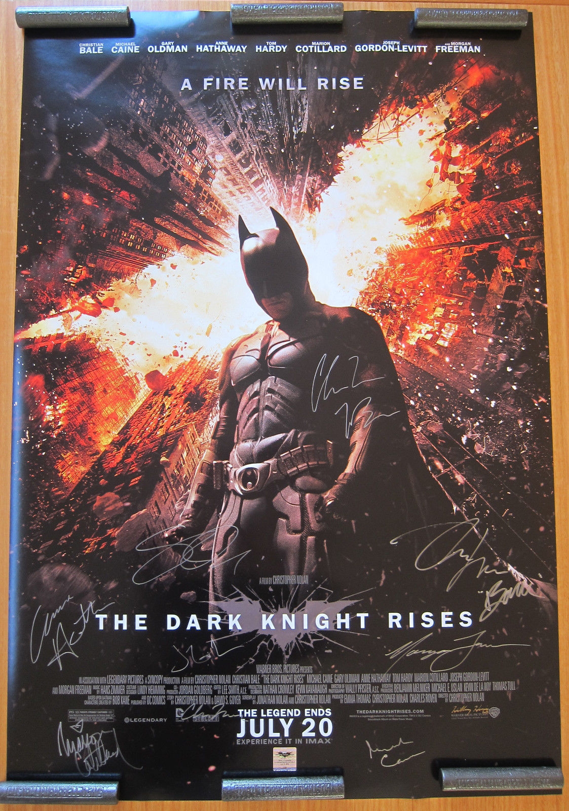 The Dark Knight Rises original DS PREMIERE cast signed movie poster batman