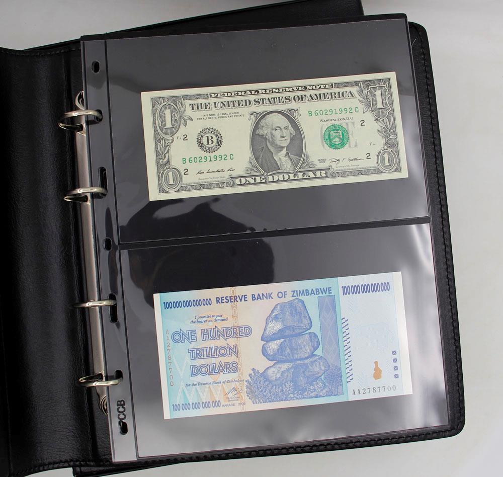 High-grade Black Paper Money Banknote Collection Album Book Load 180 Notes Bills