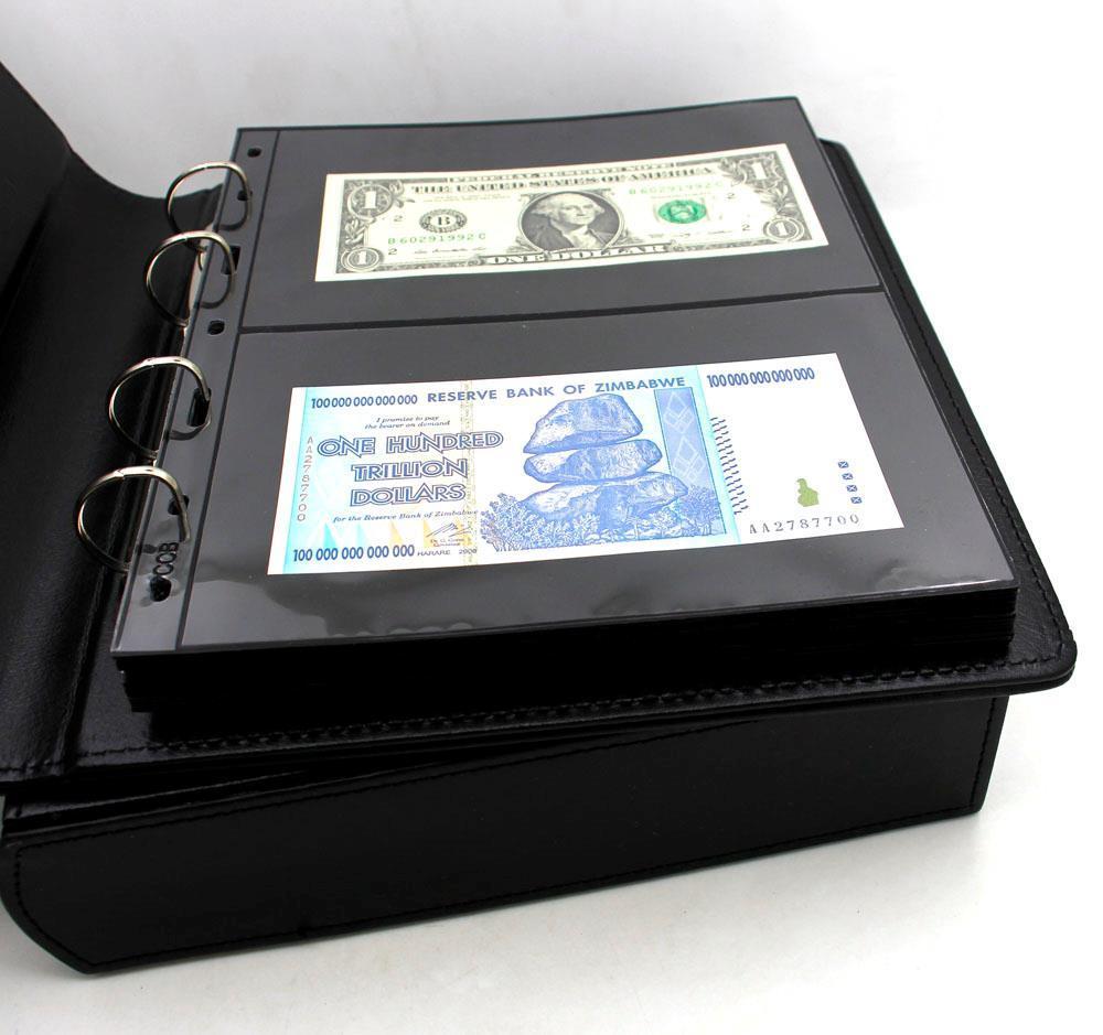 High-grade Black Paper Money Banknote Collection Album Book Load 180 Notes Bills