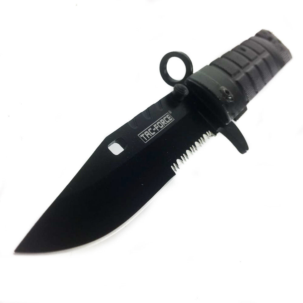 Tac Force Spring Assisted Open Black Bayonet Style Tactical Rescue Pocket Knife