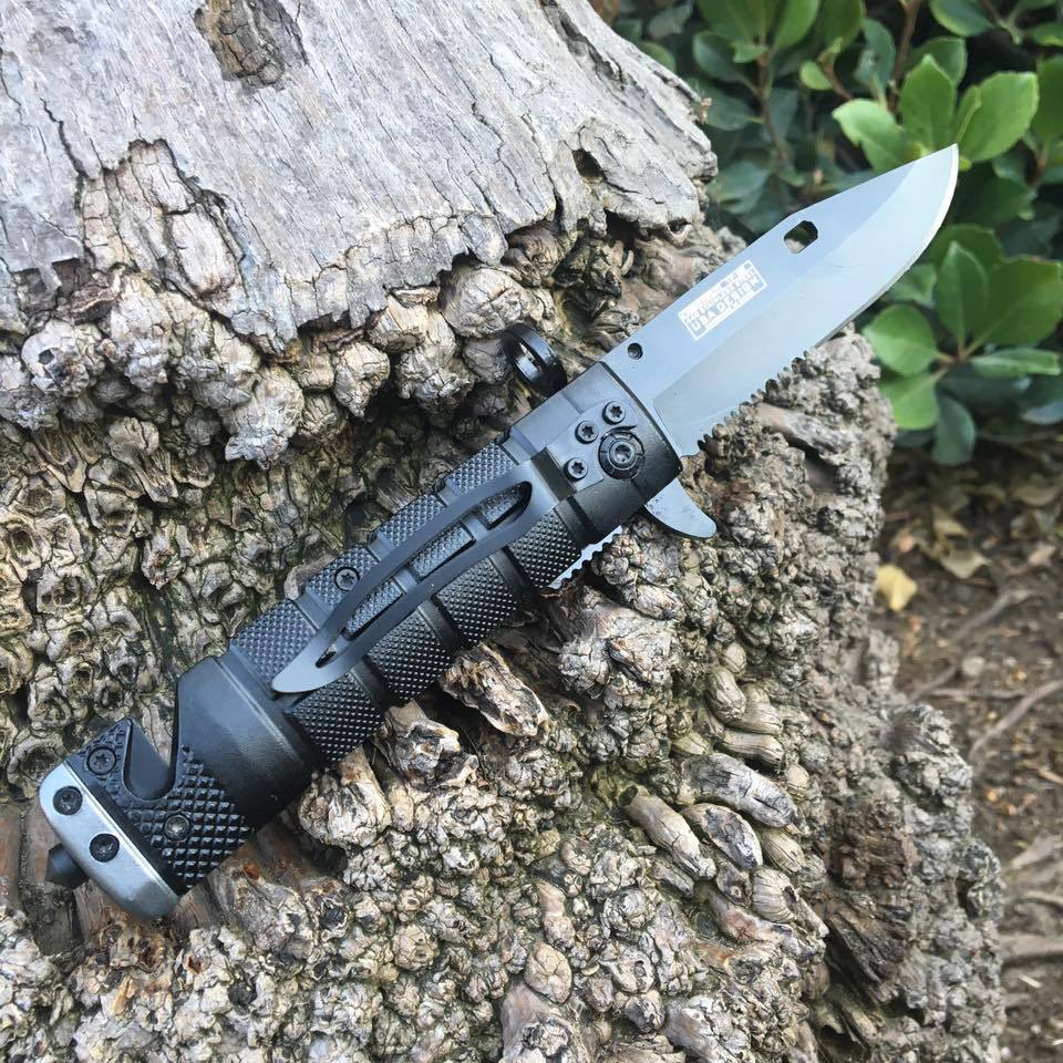 Tac Force Spring Assisted Open Black Bayonet Style Tactical Rescue Pocket Knife