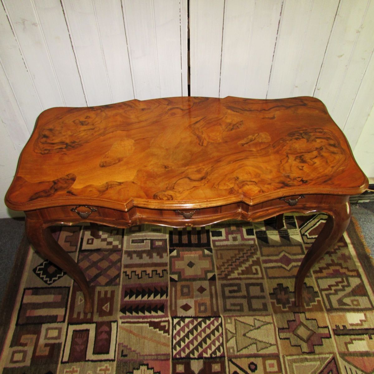 Mid 20th Century Italian Olive Wood Writing Table Desk