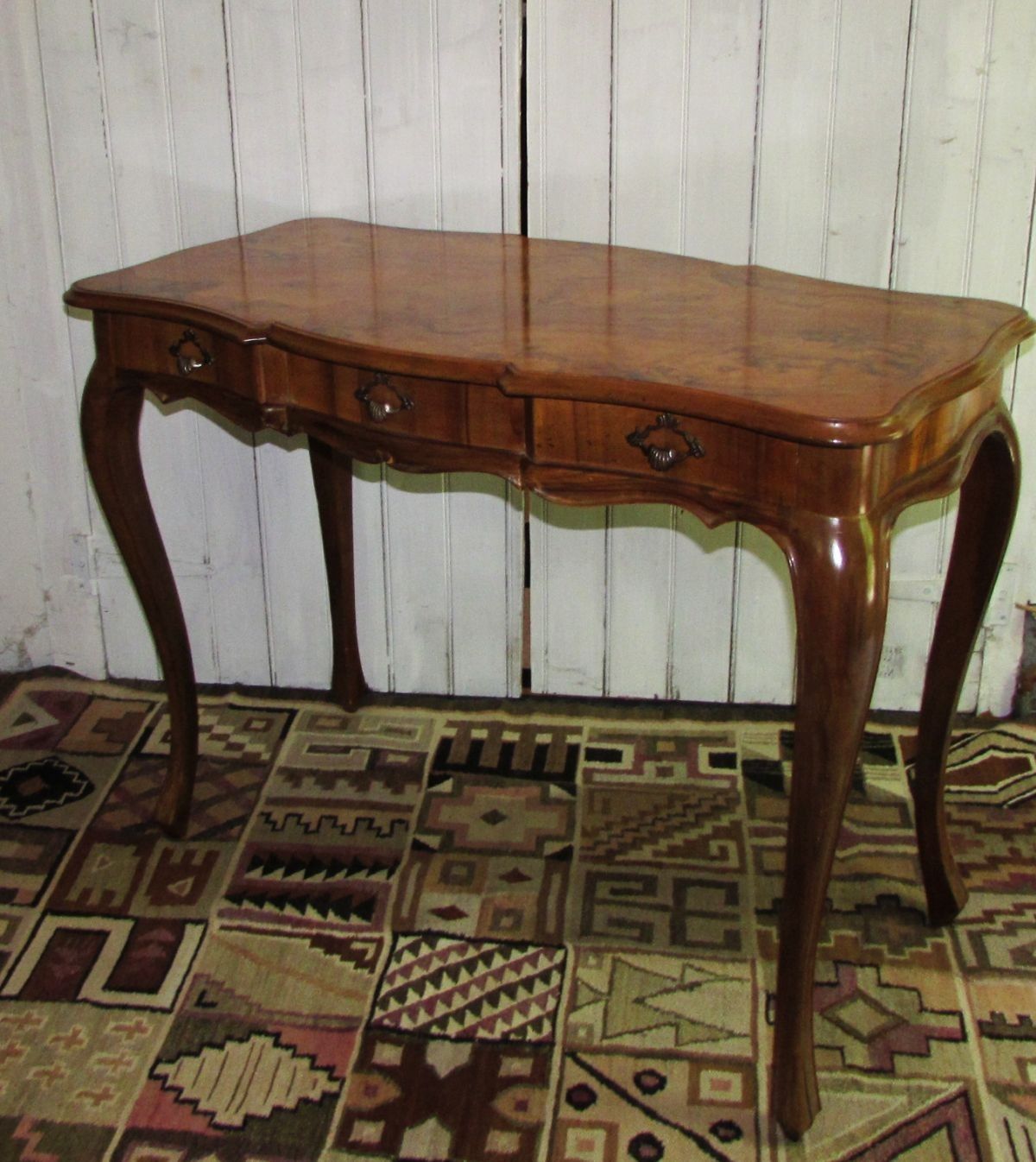 Mid 20th Century Italian Olive Wood Writing Table Desk