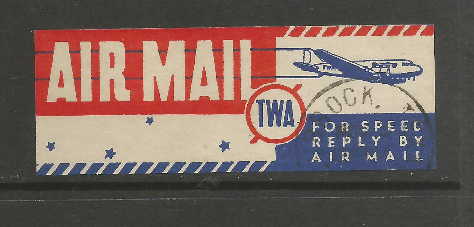 USA/TWA Airmail Etiquette USED CDS LUBBOCK TEXAS