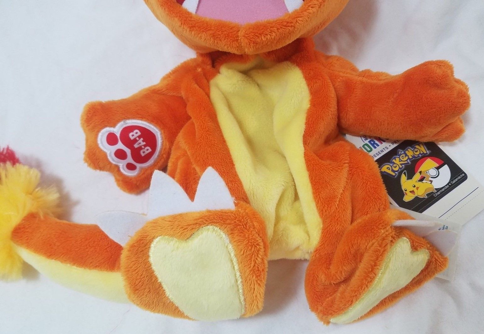 BUILD A BEAR Pokemon: CHARMANDER Orange Plush UNSTUFFED Toy Gift w Trading Card