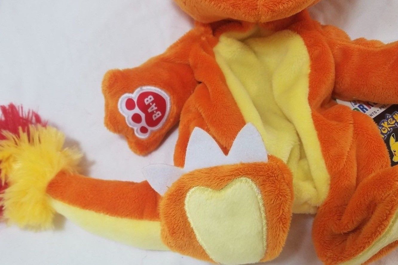 BUILD A BEAR Pokemon: CHARMANDER Orange Plush UNSTUFFED Toy Gift w Trading Card