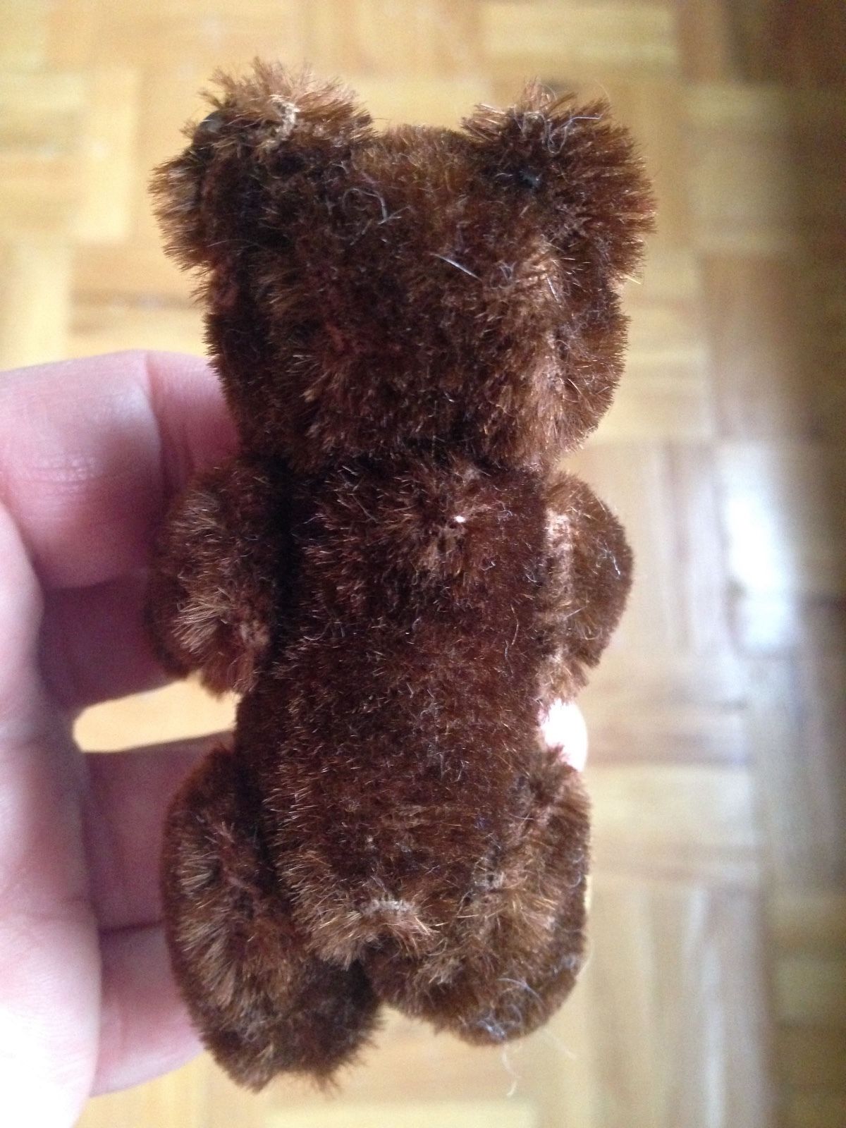 Brown VINTAGE ANTIQUE  Steiff Mohair Teddy Baby Bear W/Button Miniature 3.5" NR