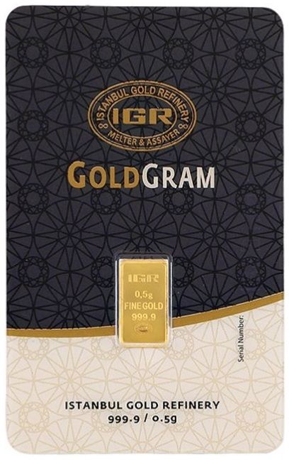 0.5 gram gold bar 1/2 gram  24 karat Istanbul Refinery Gold Bar .9999 Fine