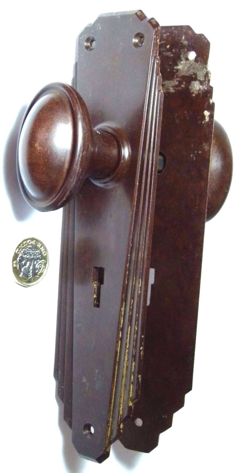PAIR/SET ANTIQUE/VINTAGE ART DECO BAKELITE DOMED OVAL KNOB DOOR HANDLE 1930S-50S