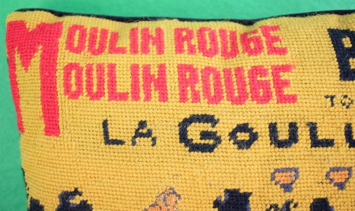 Pair of La Goulue Moulin Rouge Needlepoint Pillows