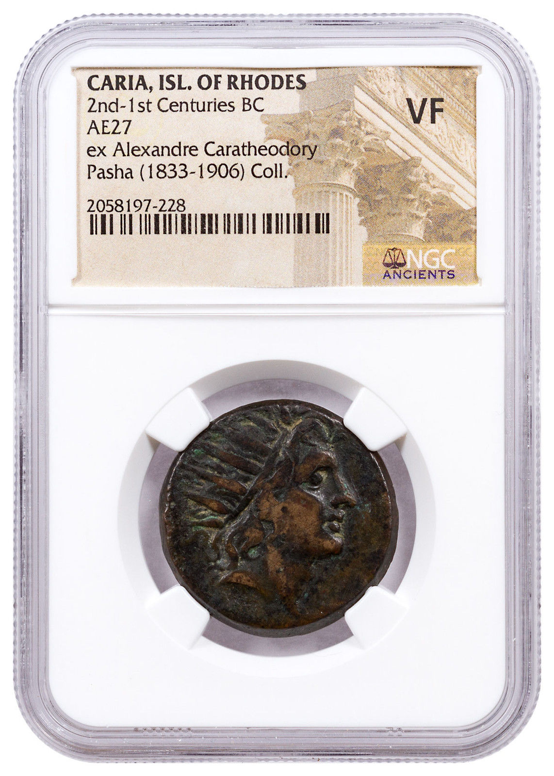 Caria, Isl. of Rhodes AE27 ex. Alexander Pasha, Prince of Samos NGC VF SKU47686