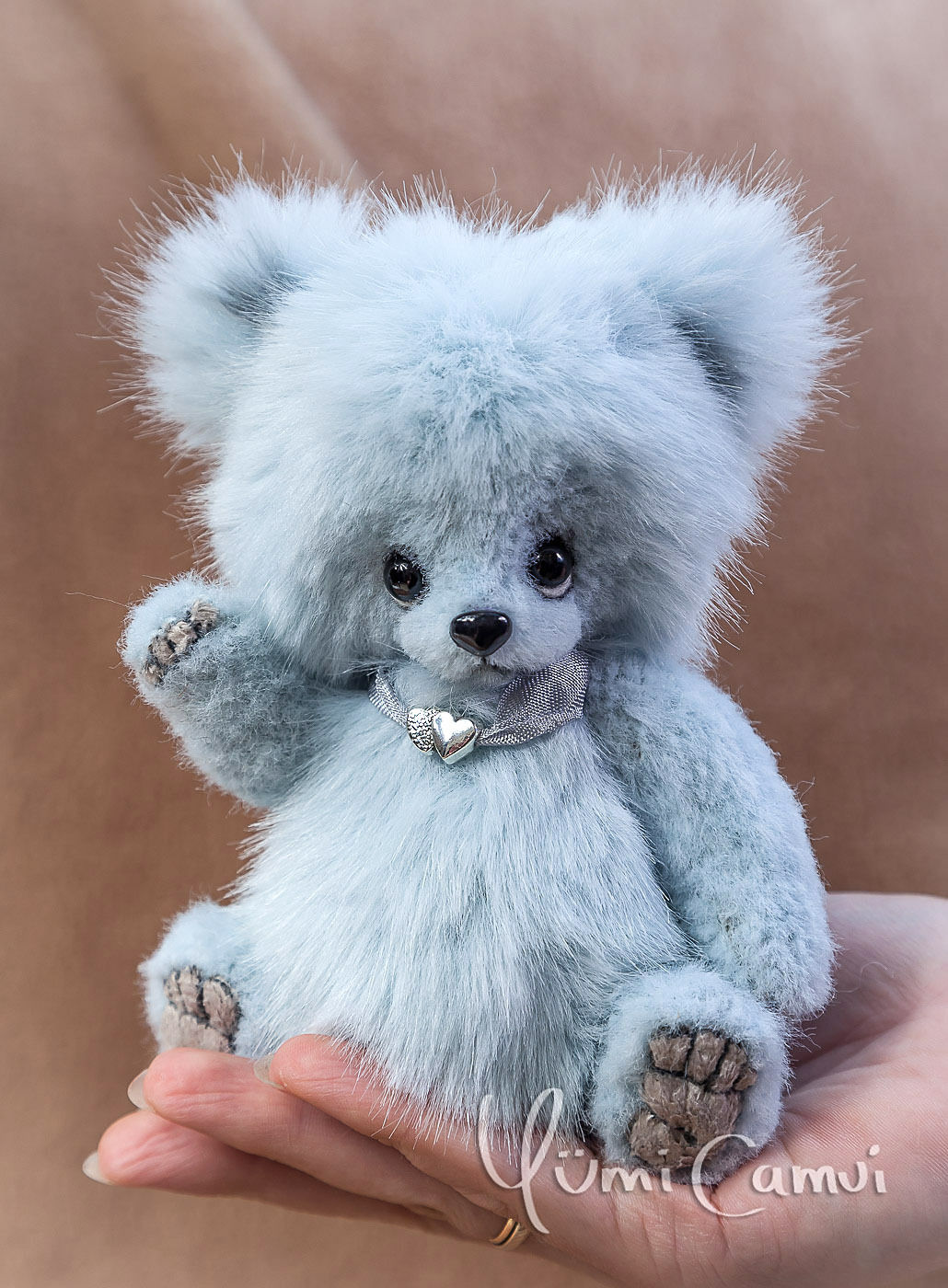 Cute kawaii jointed one of a kind Teddy Bear artist handmade OOAK by Yumi Camui