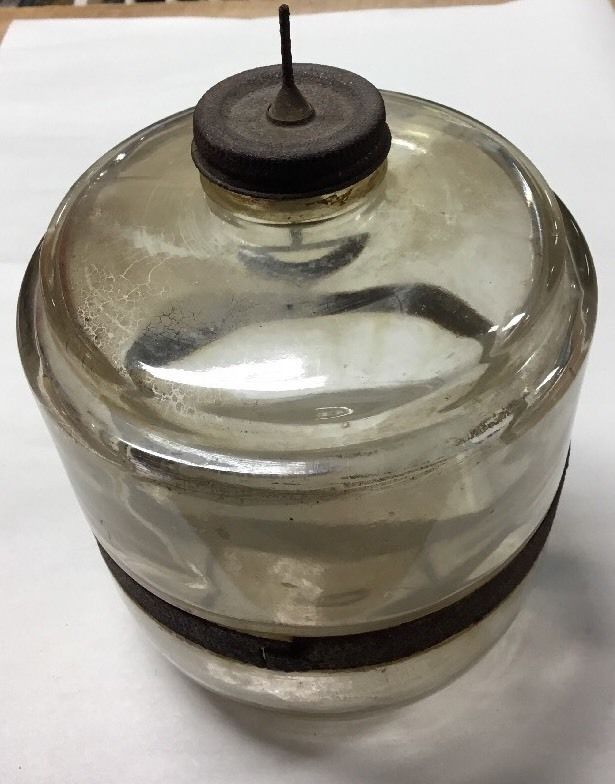 Vtg Glass Jar/Bottle~Fuel Oil Drip Dispenser/Reservoir~Kerosene Perfection Stove