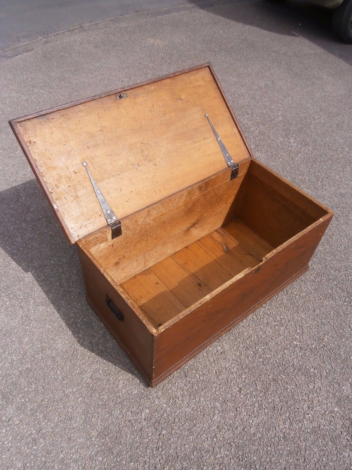 Vintage Antique pine blanket box ottoman / coffee table