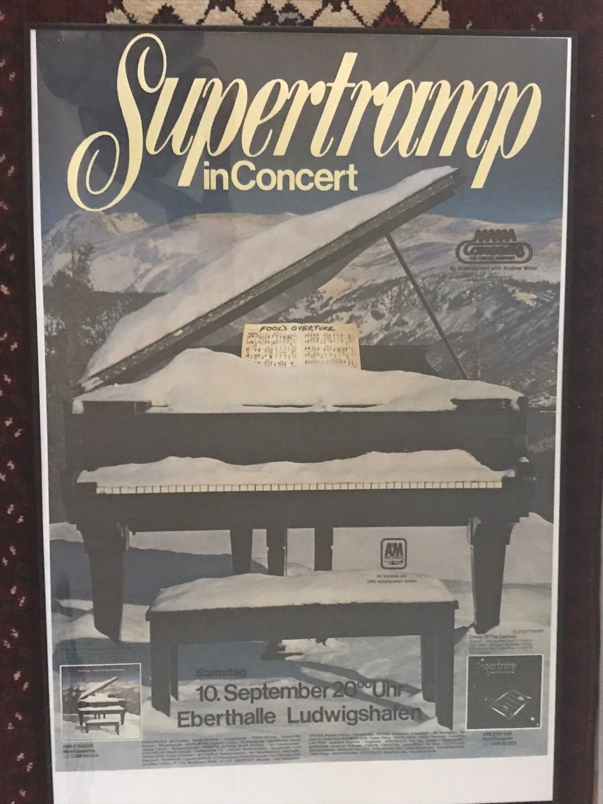 ORIGINAL 1977 SUPERTRAMP QUIETEST MOMENTS CONCERT A&M RECORDS PROMO POSTER RARE