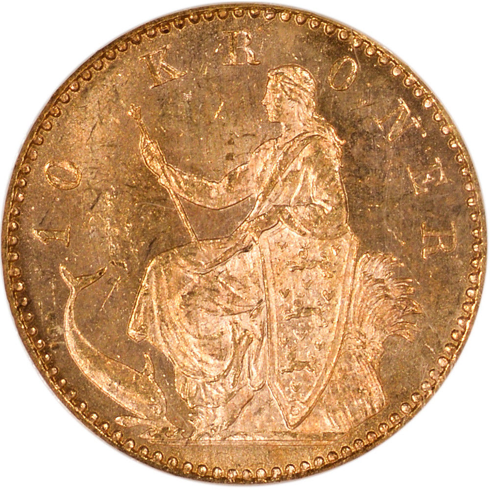 1900 Denmark Gold 10 Kronor - NGC MS64