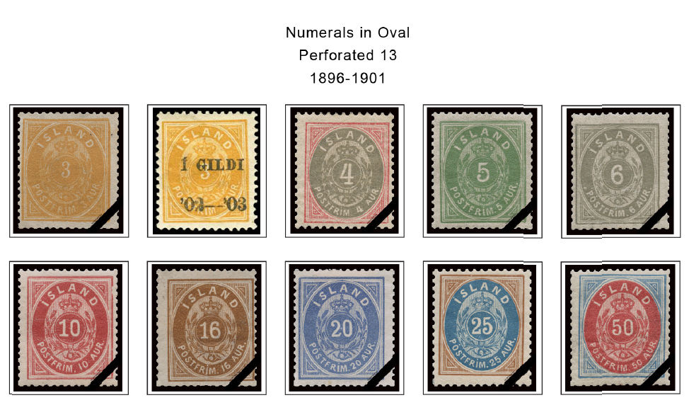 COLOR PRINTED ICELAND [CLASS] 1873-1945 STAMP ALBUM PAGES (26 illustrated pages)