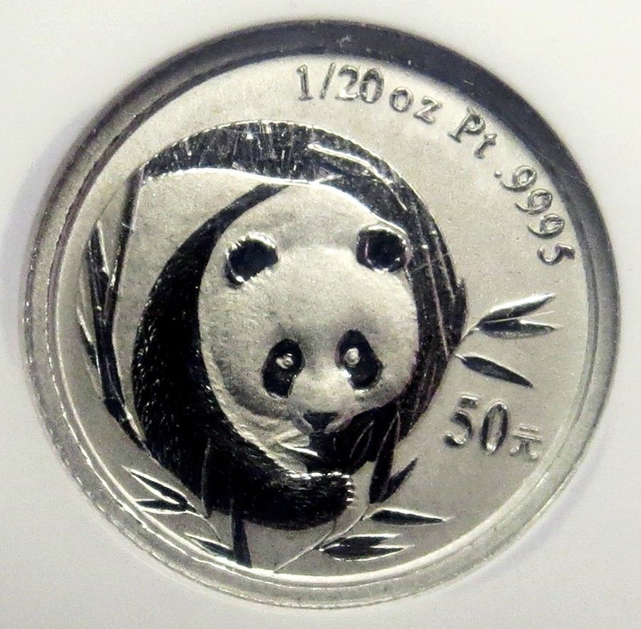 2003 PLATINUM CHINA 50 YUAN PANDA 1/20 OZ COIN NGC MINT STATE 69