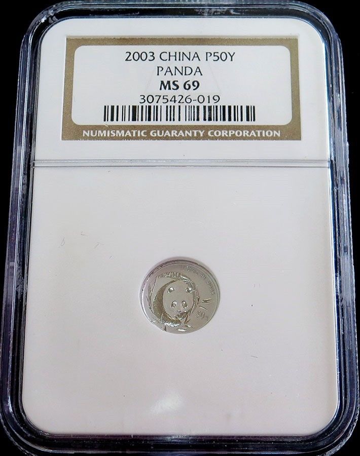 2003 PLATINUM CHINA 50 YUAN PANDA 1/20 OZ COIN NGC MINT STATE 69