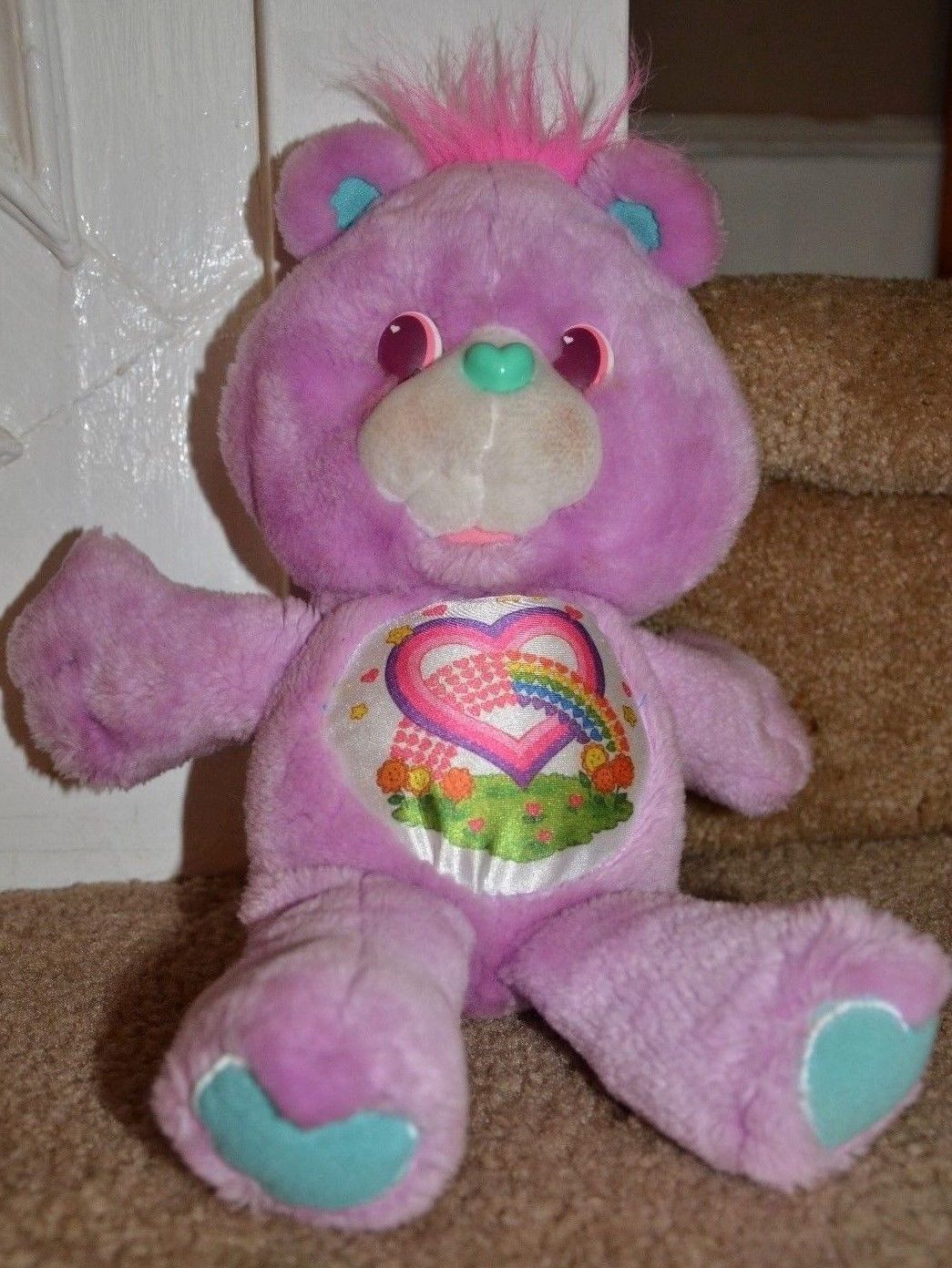 Share Bear Environmental Care Bears 14" Plush Purple Vintage Stuffed Animal 1991