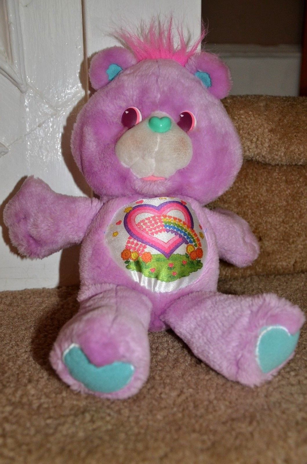 Share Bear Environmental Care Bears 14" Plush Purple Vintage Stuffed Animal 1991