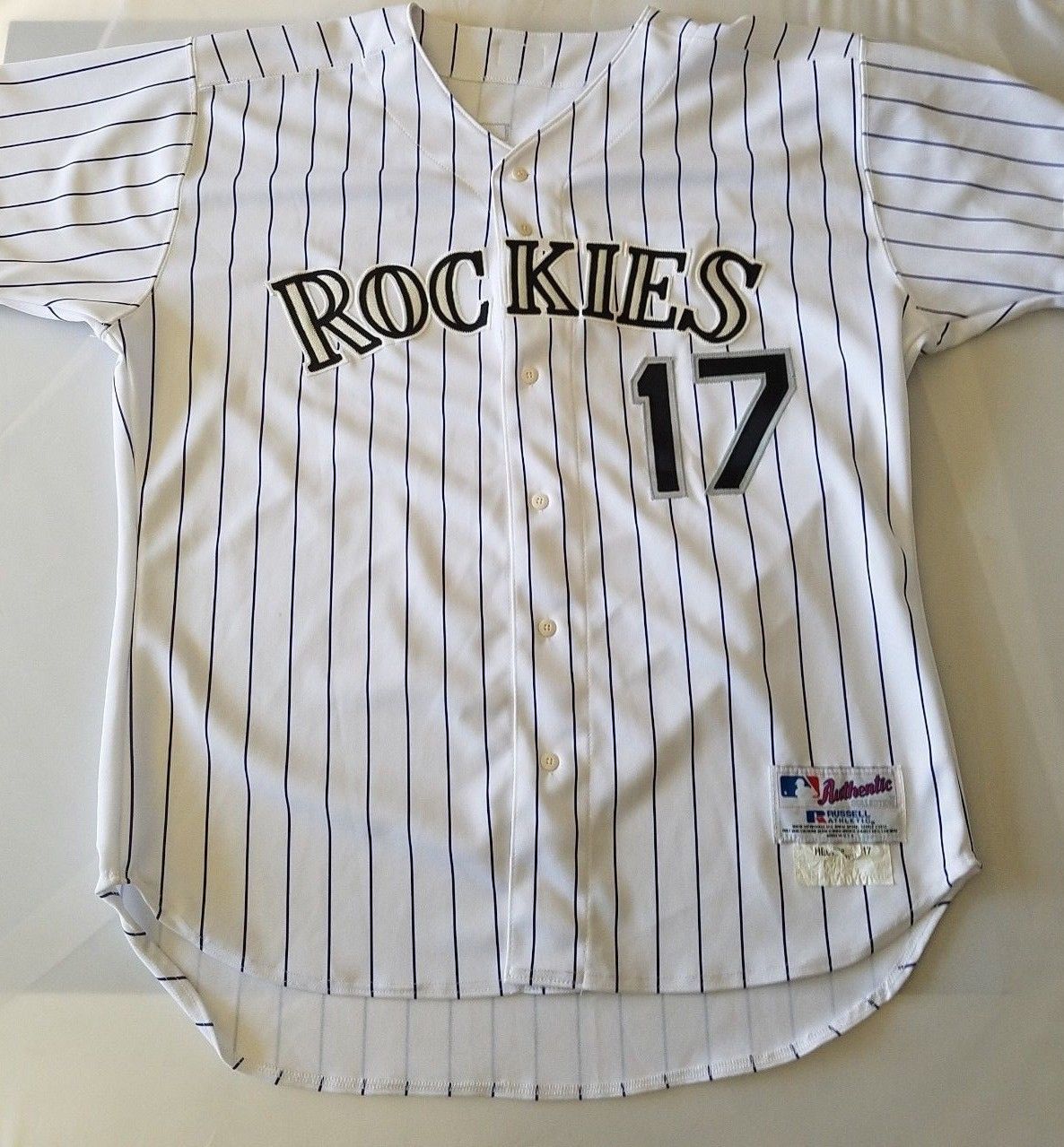 Todd Helton game worn '03-'04 Rockies road jersey, Miedema authenticated