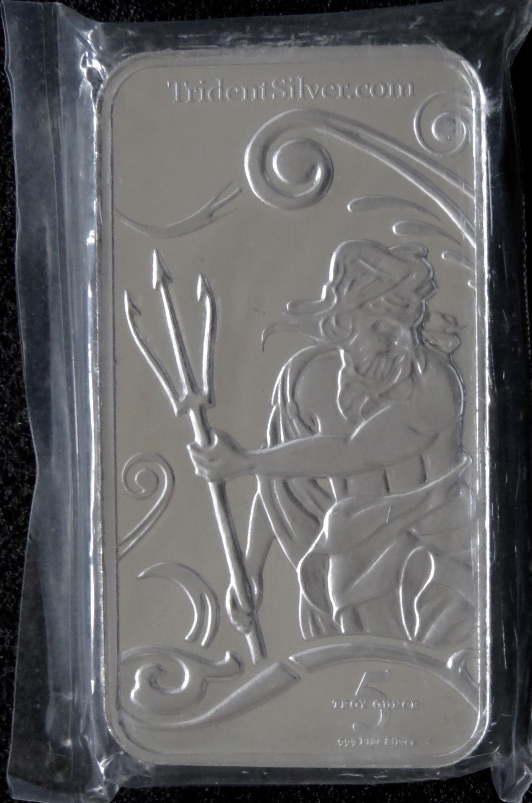 5 OZ TRIDENT SILVER BAR (.999 FINE)