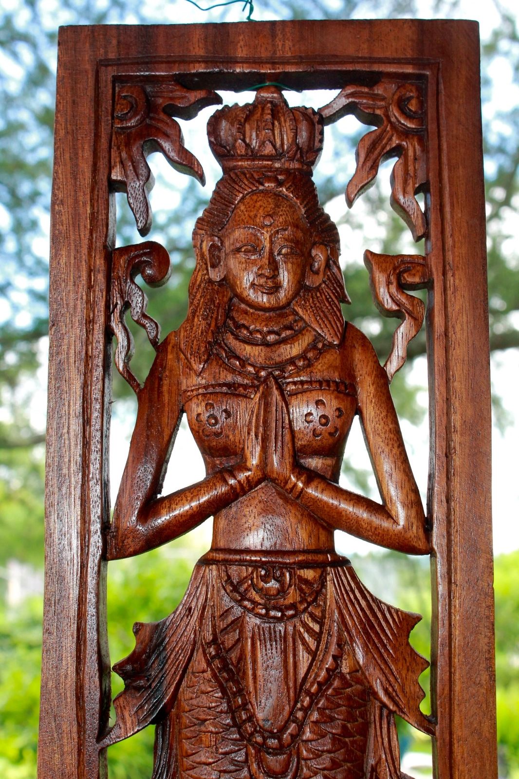 Balinese Mermaid Relief Panel Bali architectural Hand Carved Wood Bali Art 20"