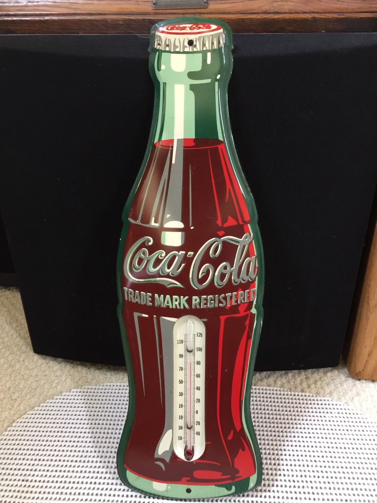 VINTAGE  11 1/2"   "COCA-COLA" BOTTLE SHAPED THERMOMETER, ALL ORIGINAL CONDITION