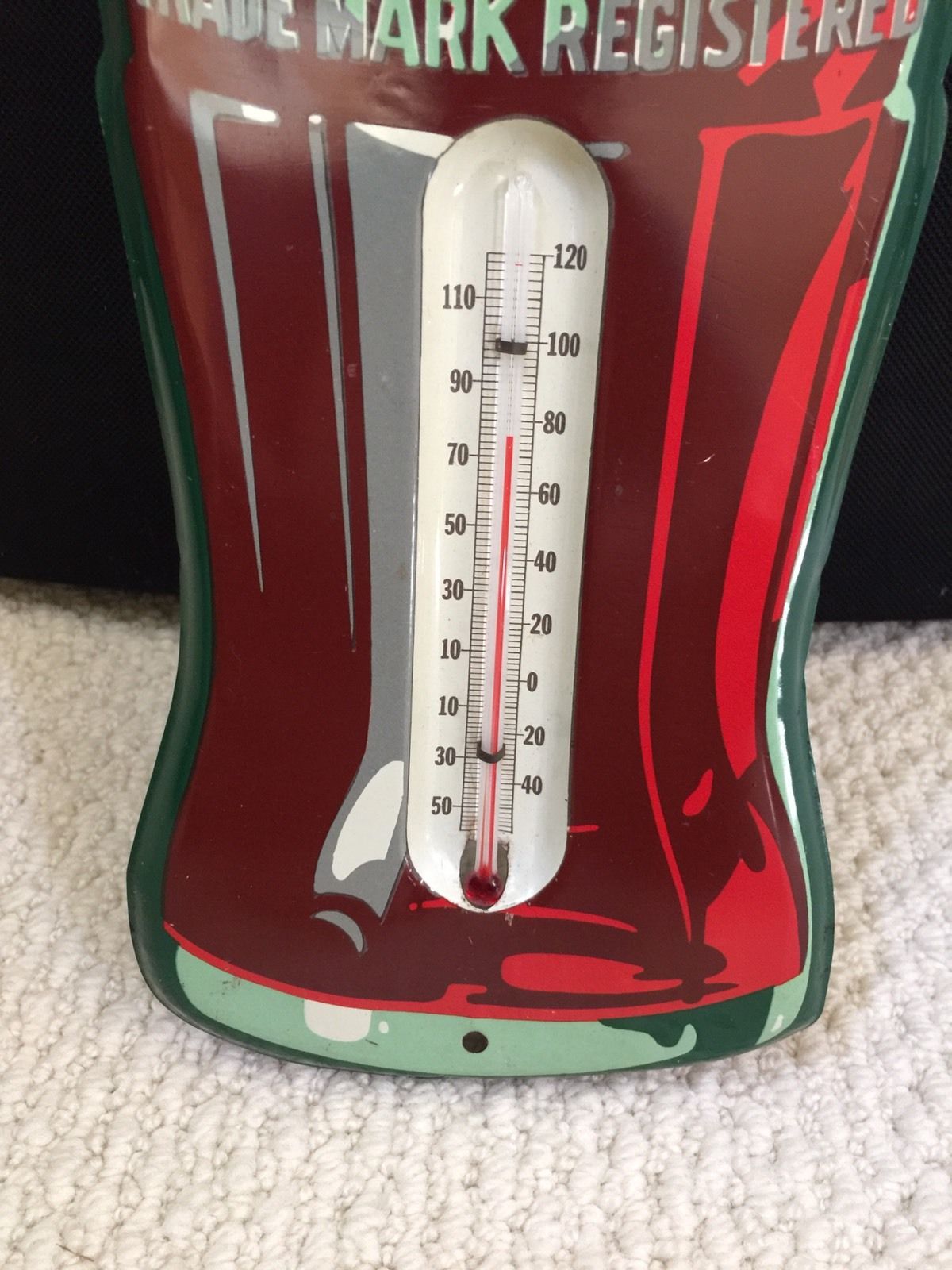 VINTAGE  11 1/2"   "COCA-COLA" BOTTLE SHAPED THERMOMETER, ALL ORIGINAL CONDITION