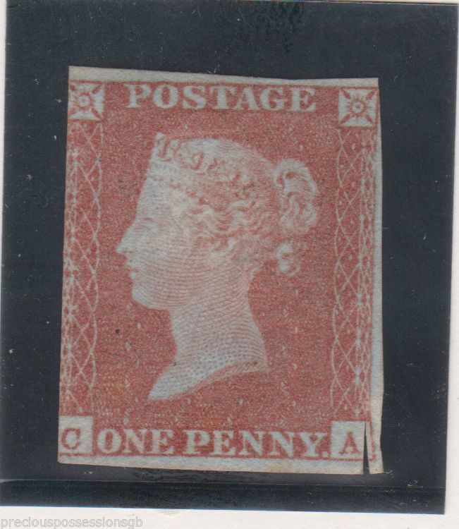 GB QV STAMP 1841 SG 8 1D RED-BROWN 3 MARGIN LETTERS CA MINT HINGED MH