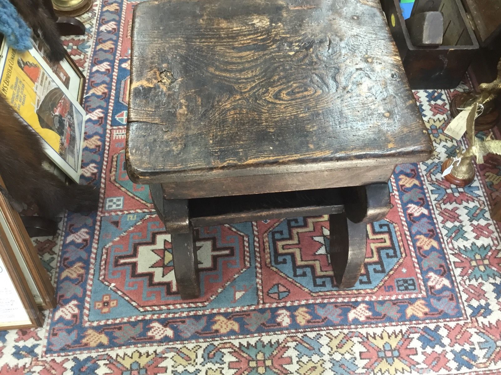 Antique 19th Century Very Heavy Oak Butlers Stool