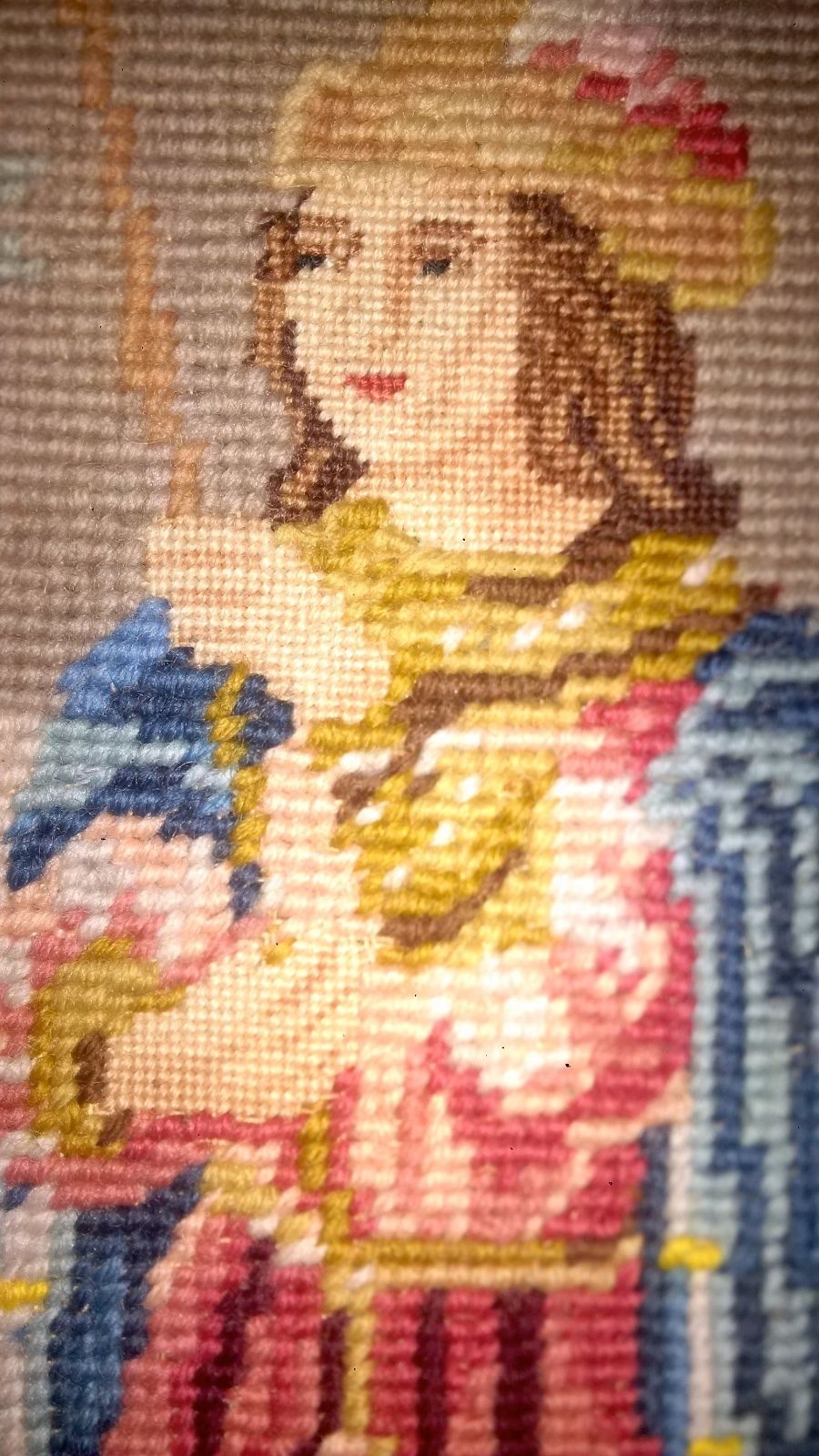 19th Century Needlepoint Prince in Wooden Italian Frame