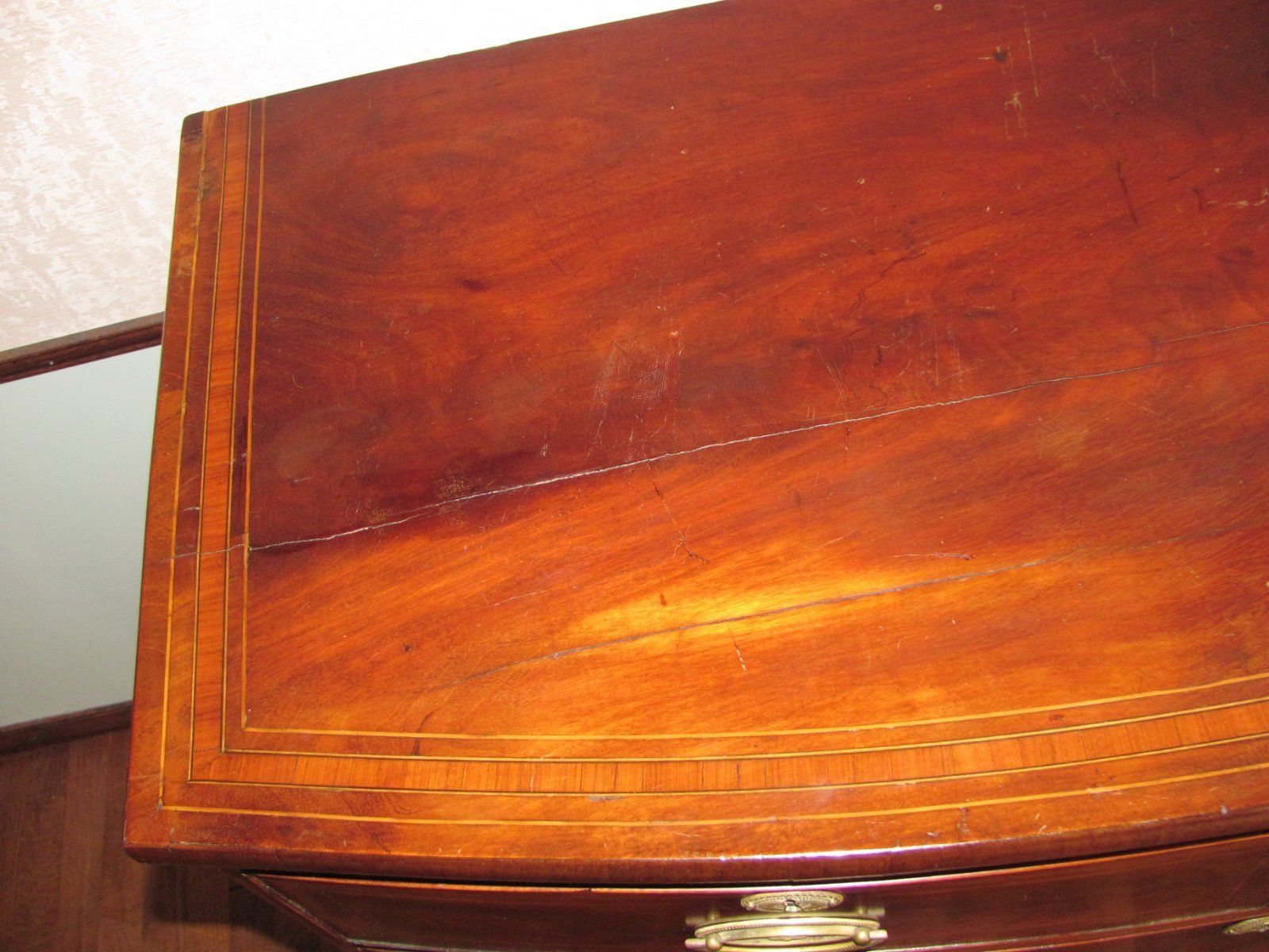 Antique English Georgian Mahogany Bowfront Chest of Drawers Circa 1810