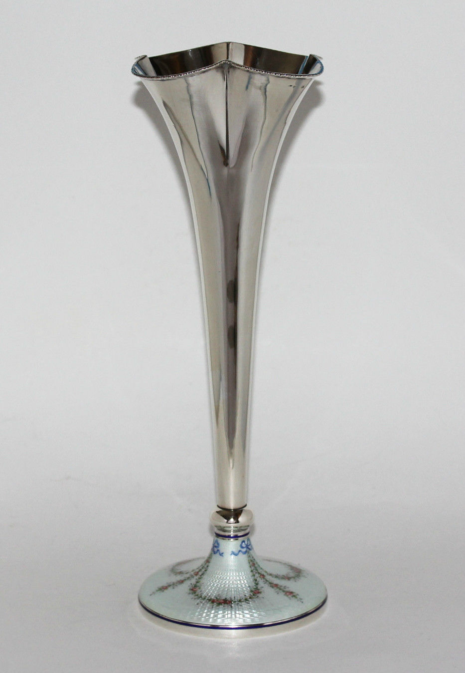 RARE ANTIQUE SILVER ENAMEL GUILLOCHE ART NOUVEAU VASE MAYER MAINZ SILBER 800