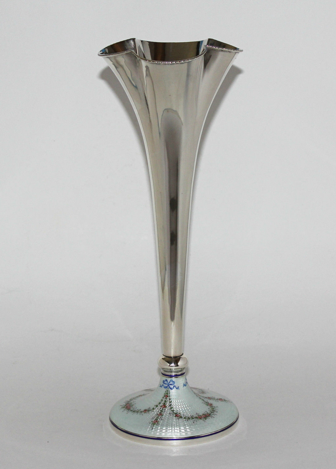 RARE ANTIQUE SILVER ENAMEL GUILLOCHE ART NOUVEAU VASE MAYER MAINZ SILBER 800