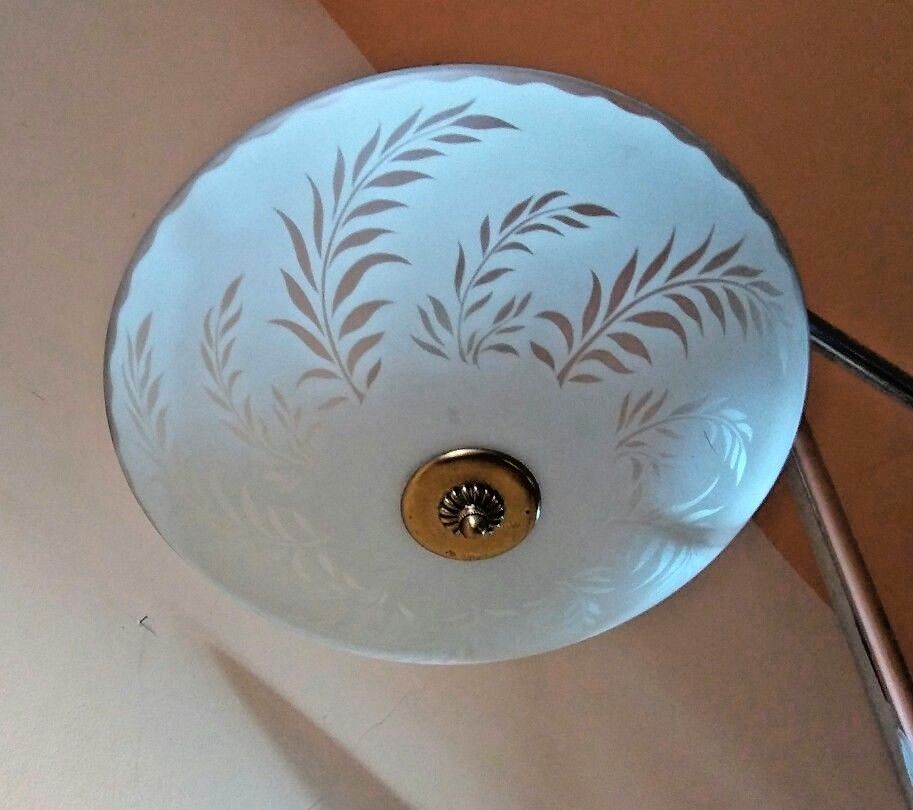 antq ART DECO glass SHADE ceiling LIGHT fixture CHANDELIER 1930s