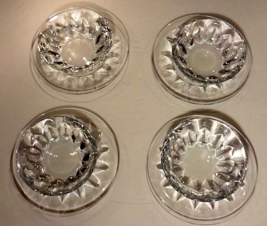 Rare *VINTAGE* Baccarat Crystal Set of 4 Finger Bowls and Under Plate