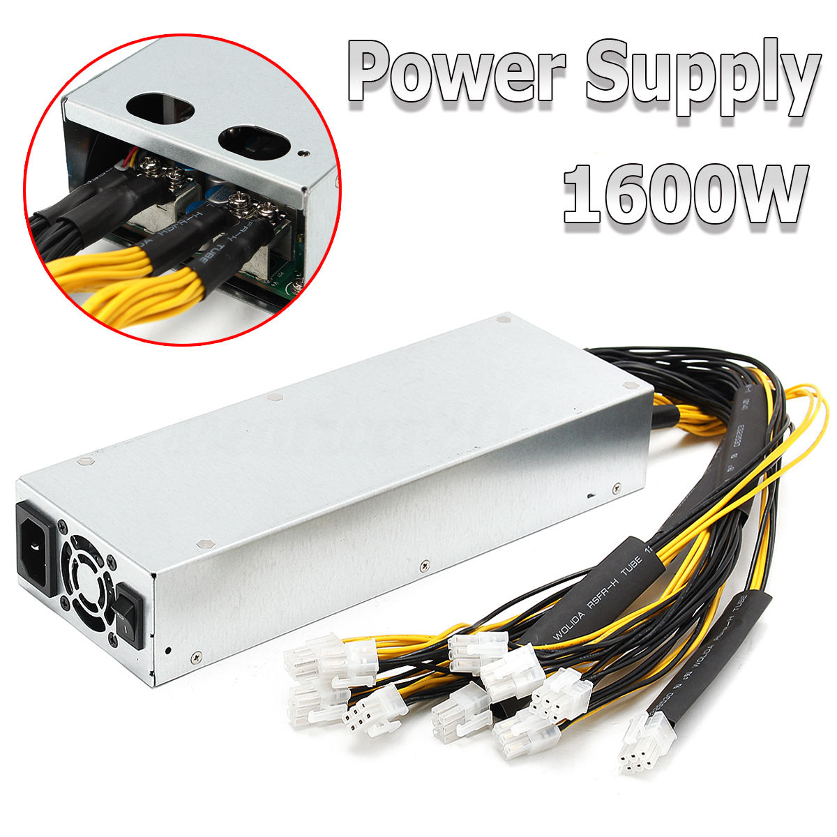 1600w 92% Platinum  Mining Machine Power Supply For Bitcoin Miner S7 S9