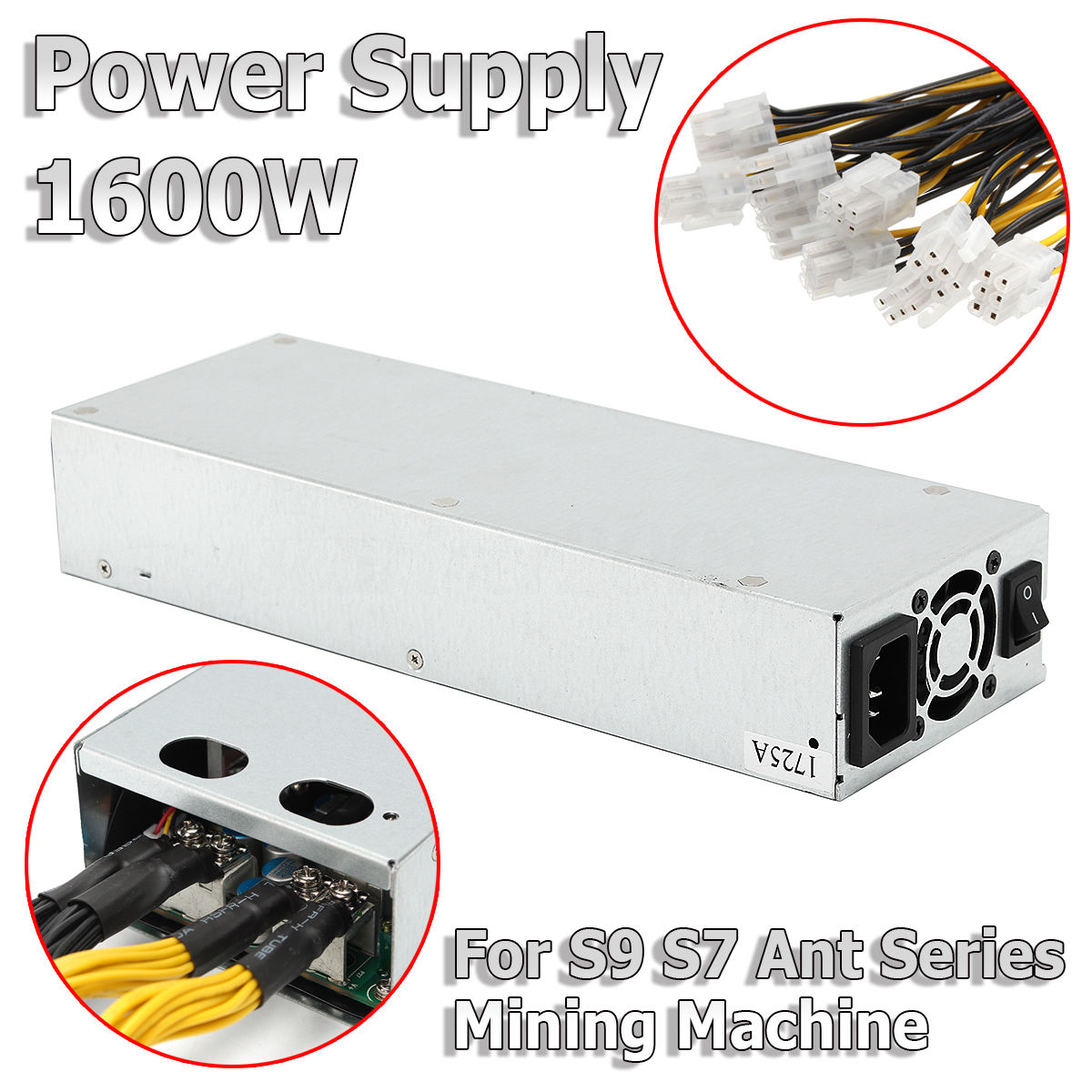 1600w 92% Platinum  Mining Machine Power Supply For Bitcoin Miner S7 S9