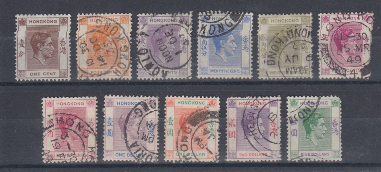 Hong Kong 1938 KGVI Stamps Used Hinged No Gum (#2708)