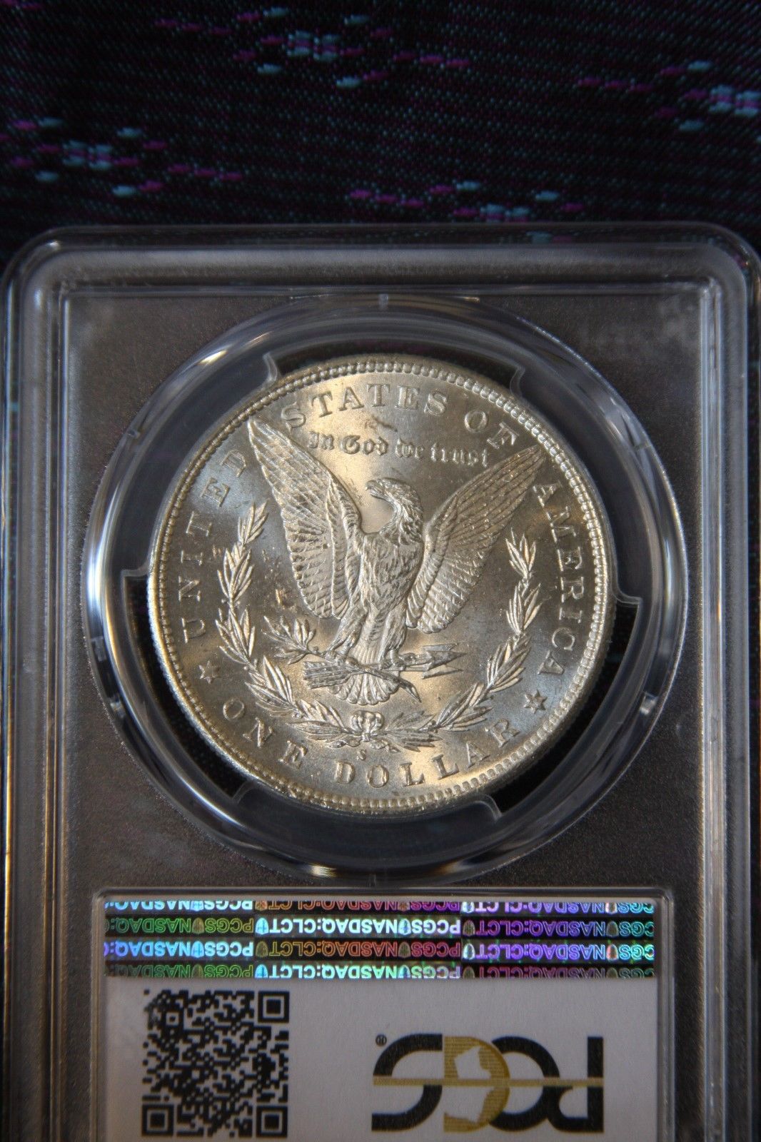 1880 S Morgan Silver Dollar graded MS65 by PCGS, a gem.