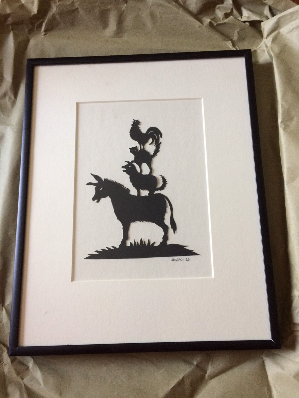 Framed Die Cut Bremen Town Musicians. Brothers Grim.