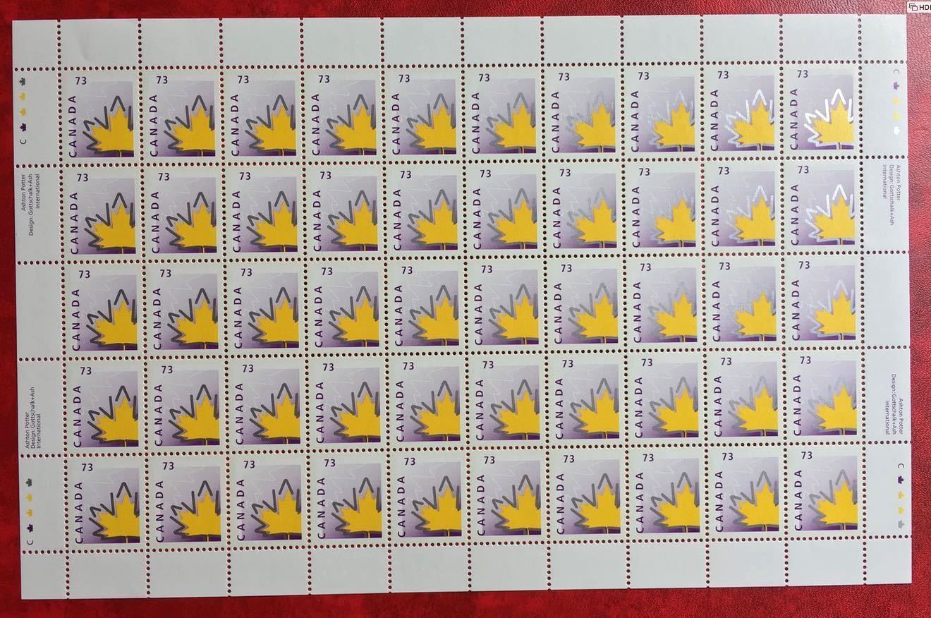 Canada Stamps  Scott #1684 #1685 #1686 Inscription three Sheet 50 stamps MNH